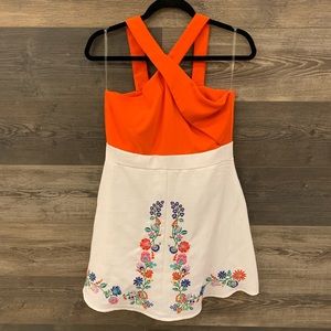 GB girls cross over orange flower dress